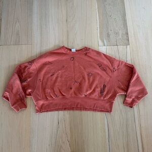 Nike Orange Cropped Sweatshirt Sweater Size Medium
